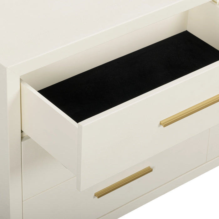 Dani 62" Cream Faux Shagreen 6-Drawer Dresser