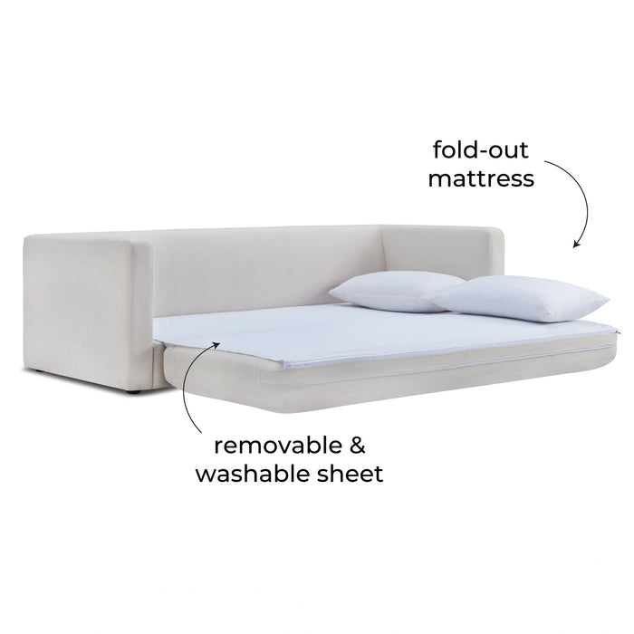Ryan 91" Cream Upcycled Performance Linen Sofa Bed