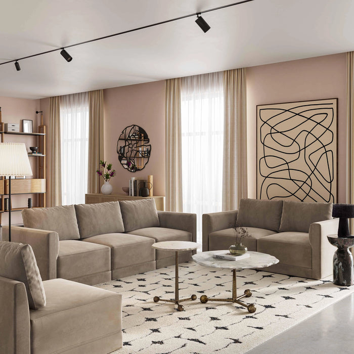 Willow Performance Velvet Modular Armless Chair