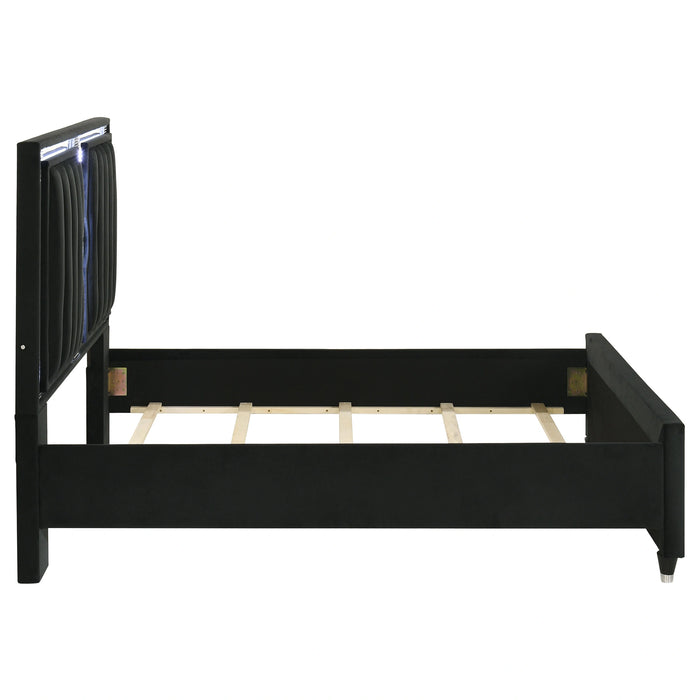Ravenne Velvet Upholstered LED Panel Bed