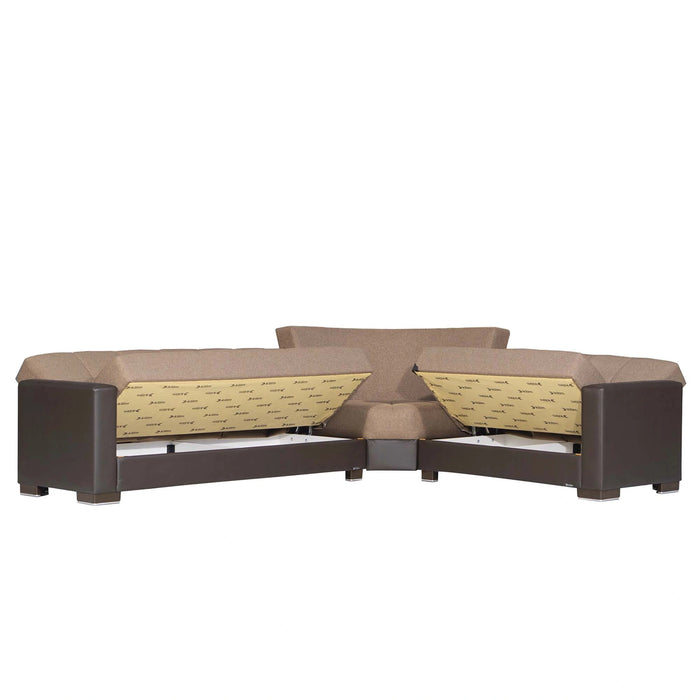 Ottomanson Armada Collection Upholstered Convertible Sectional with Storage