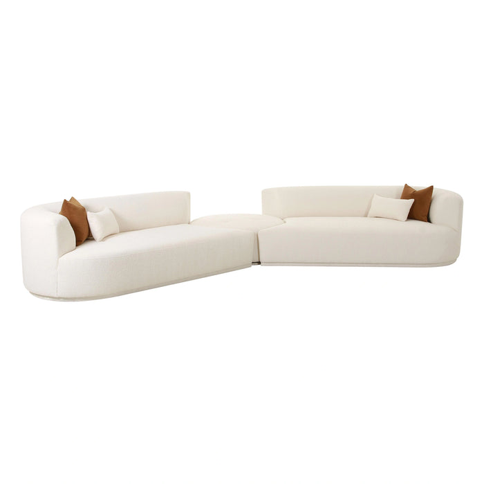 Fickle 3-Piece Cream Performance Boucle Modular Sectional