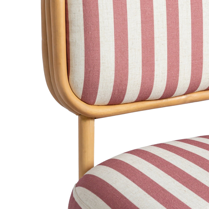 Dorine Striped Performance Linen &amp; Rattan Accent Chair