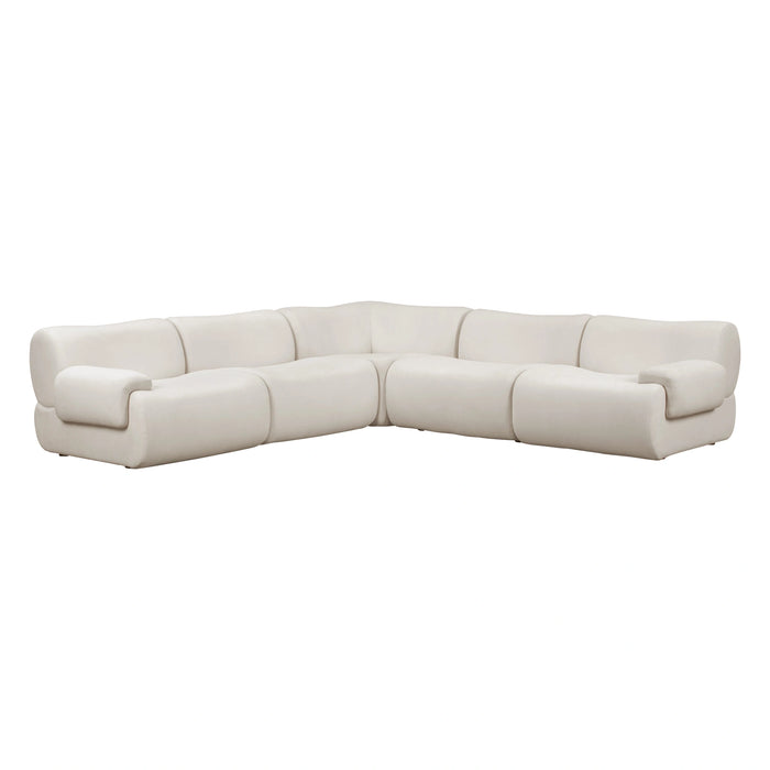 Zenith 5-Piece Contract-Grade Upcycled Fabric Cream Modular L-Sectional
