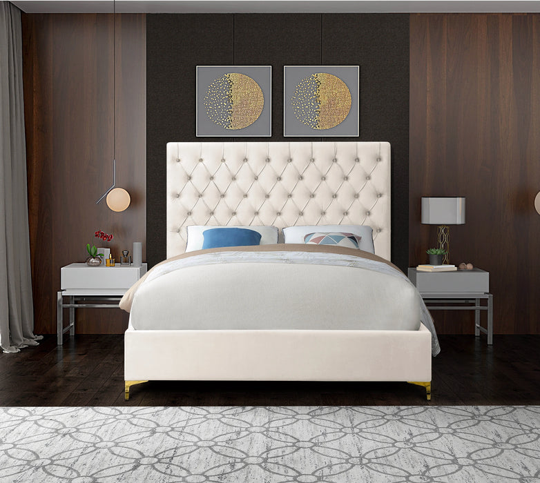 Cruz Cream Velvet Full Bed