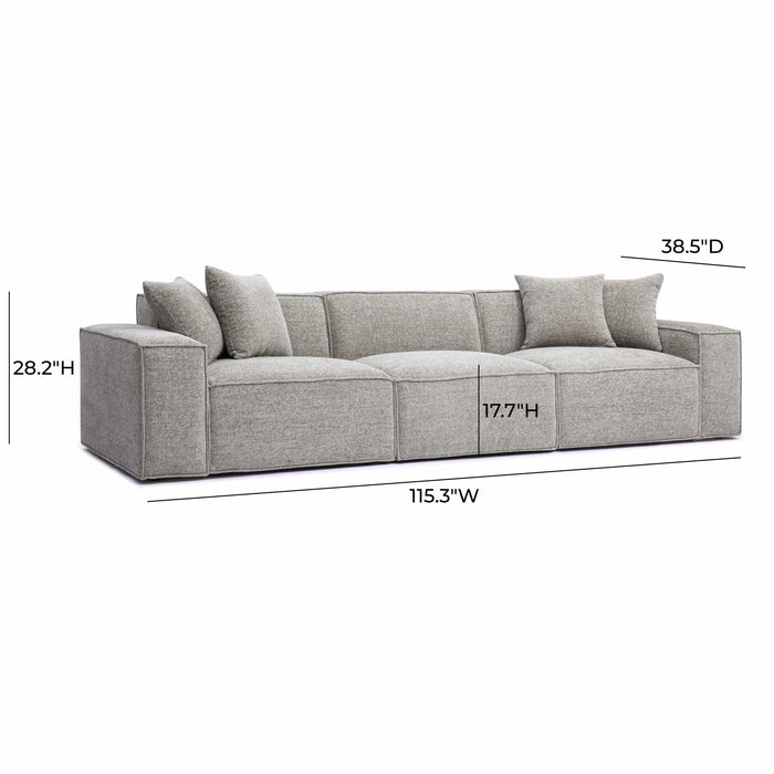 Mindy 115" Performance Chenille Basketweave Modular Sofa