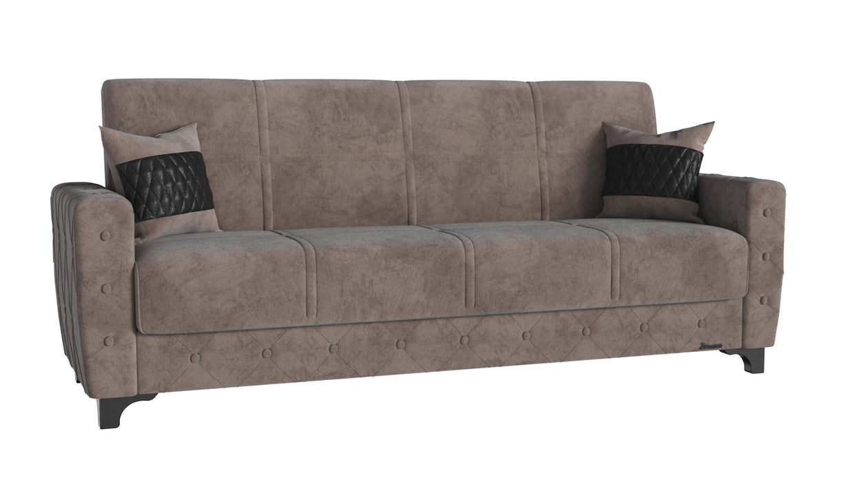 Ottomanson Sultan Collection Upholstered Convertible Sofabed with Storage, Beige