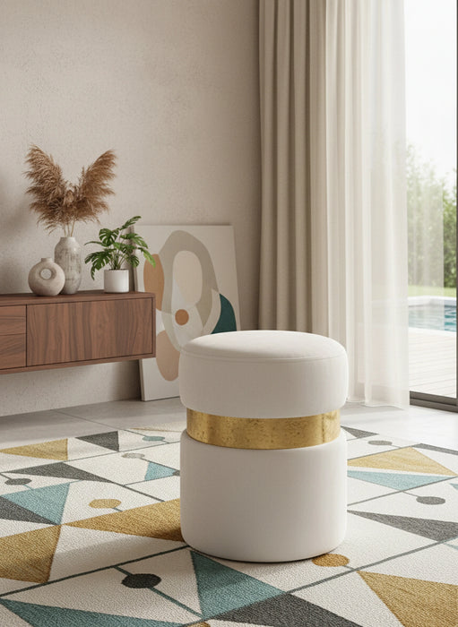 Hailey Cream Velvet Ottoman/Stool