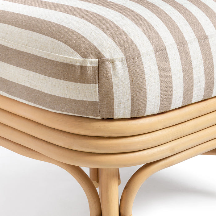 Dorine Striped Performance Linen &amp; Rattan Accent Chair