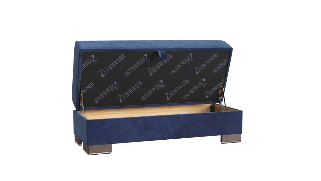 Ottomanson Armada X Collection Upholstered Convertible Wood Trimmed Ottoman with Storage