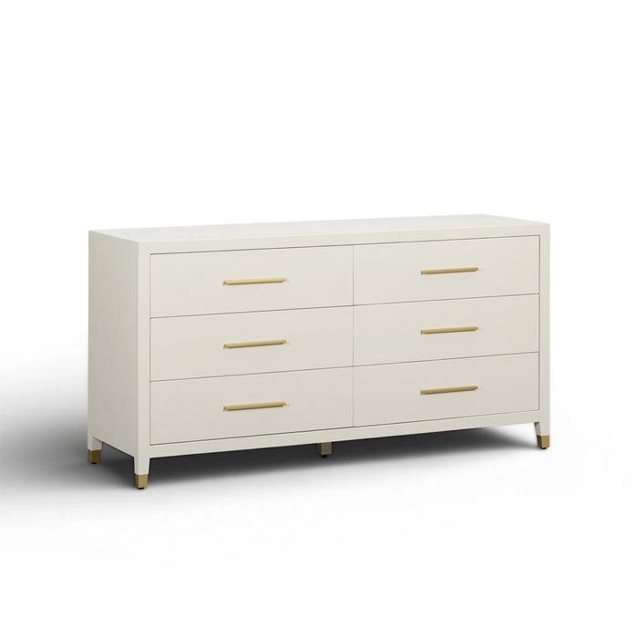 Dani 62" Cream Faux Shagreen 6-Drawer Dresser