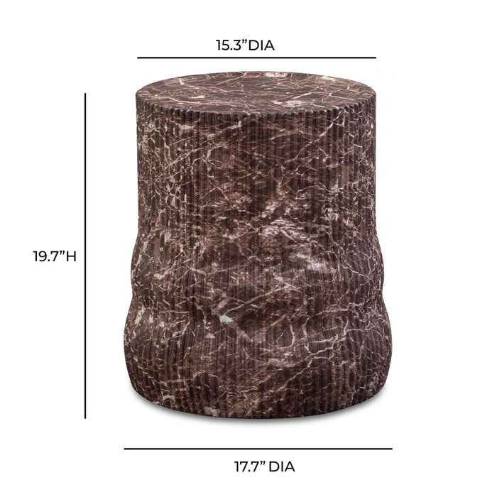 Cilla Red Faux Levanto Marble Indoor/Outdoor Concrete Side Table