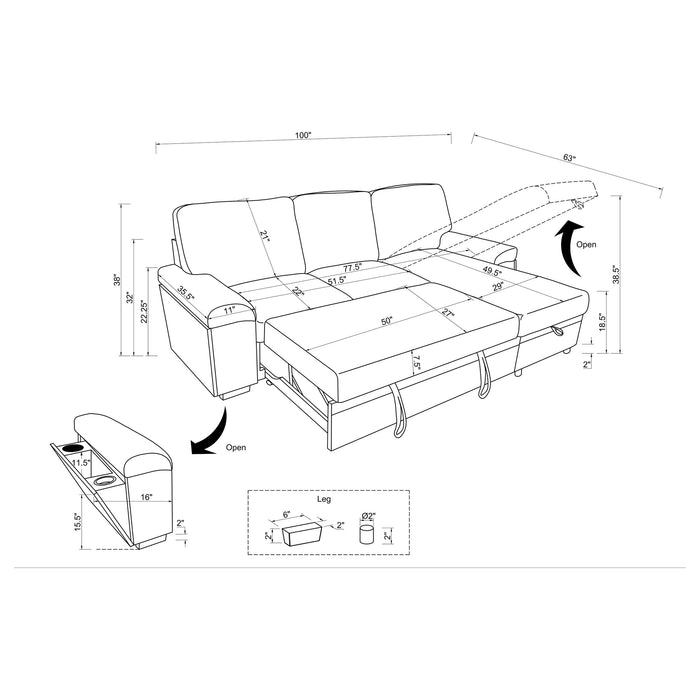 Demko Sleeper Sectional Sofa