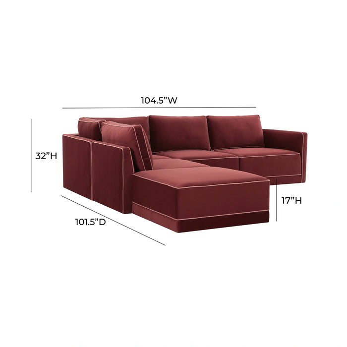 Willow 5-Piece Performance Velvet Modular Left Facing Sectional