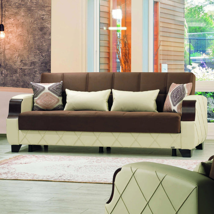 Ottomanson Molina Collection Upholstered Convertible Sofabed with Storage