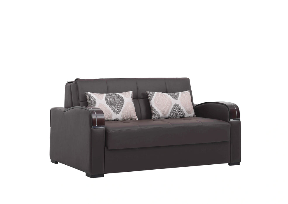 Ottomanson Sleep Plus Collection Upholstered Convertible Loveseat with Storage