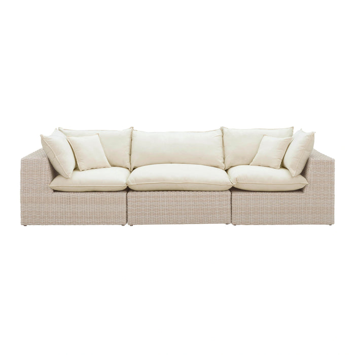 Cali 120" Natural Wicker Outdoor Modular Sofa