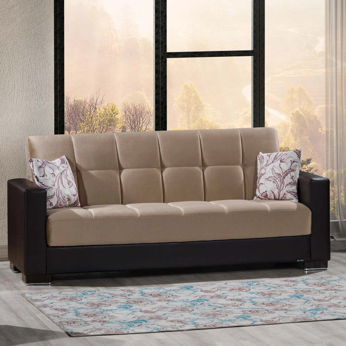 Ottomanson Armada Collection Upholstered Convertible Sofabed with Storage