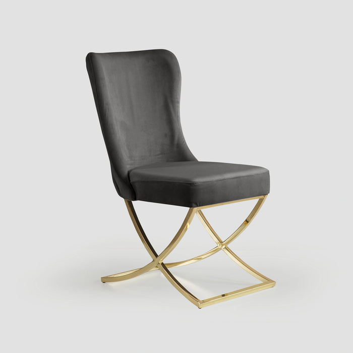Ottomanson Royal Collection Upholstered Gold Legged Dining Chair, Set of 2