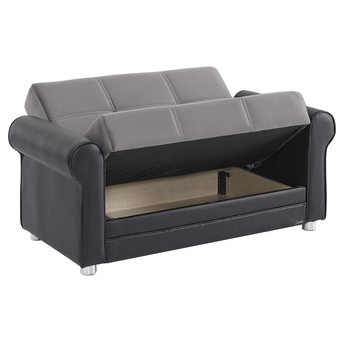 Ottomanson Avalon Collection Upholstered Convertible Loveseat with Storage
