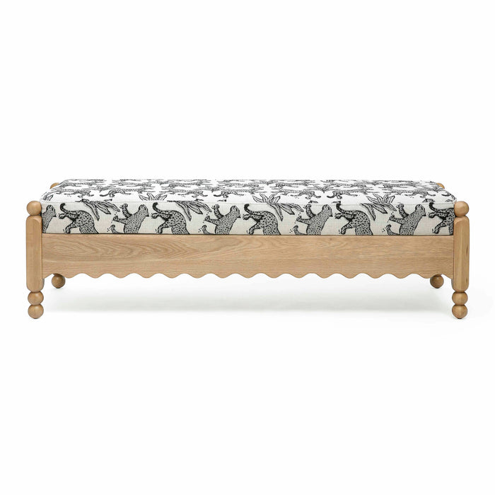 Thelma 56" Leopard Performance Jacquard Fabric Bench