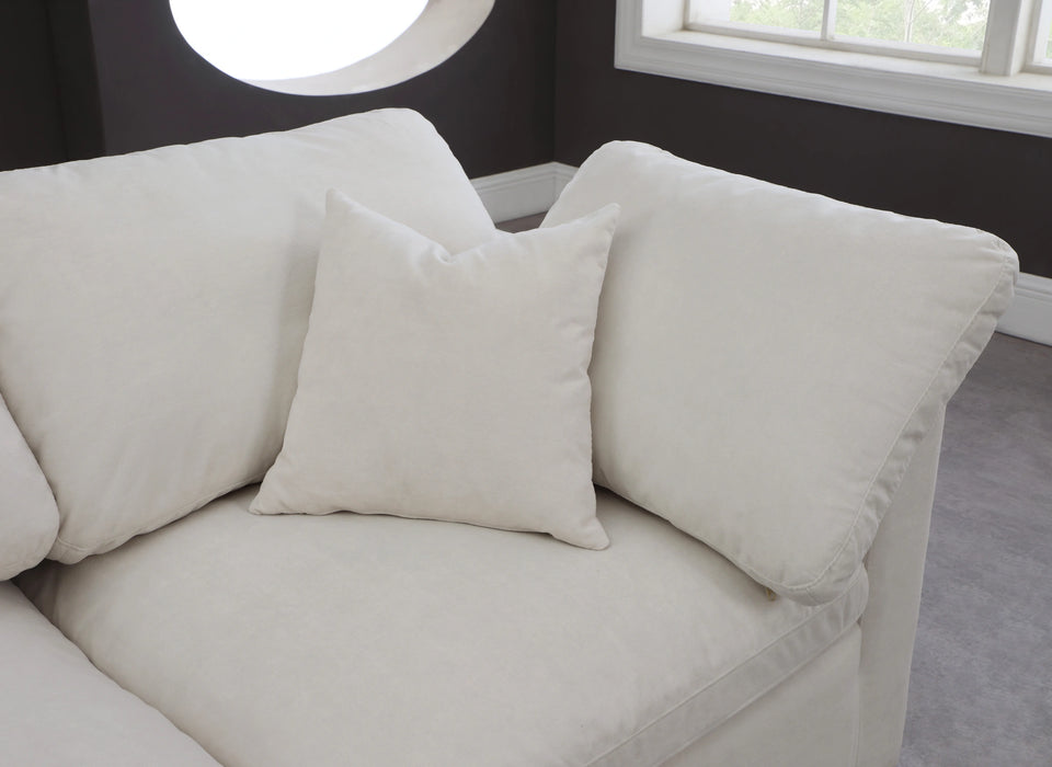 Plush Cream Velvet Standard Cloud Modular Sofa