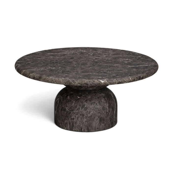 Cynthia 36" Faux Travertine Concrete Indoor/Outdoor Coffee Table