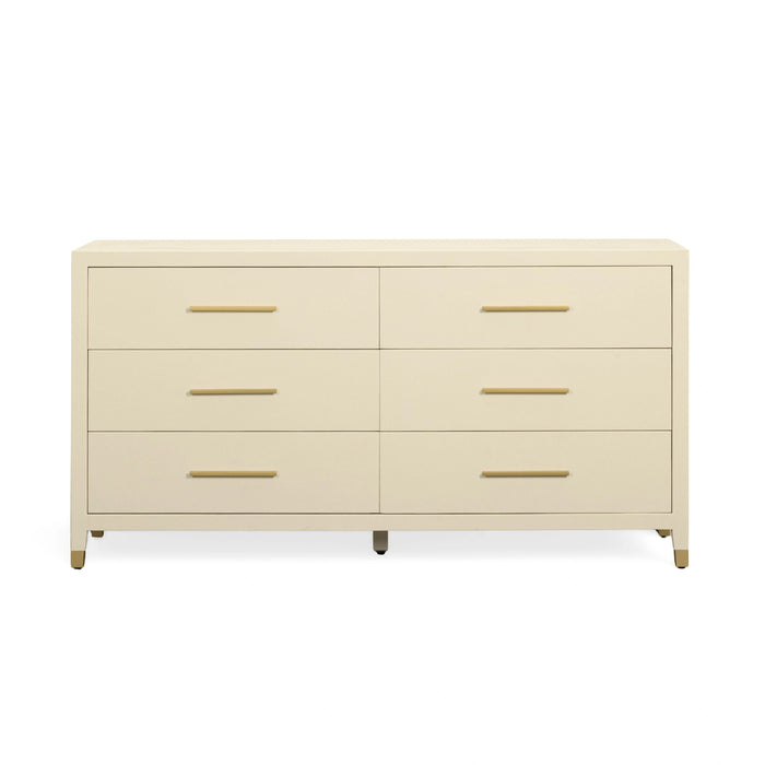 Dani 62" Cream Faux Shagreen 6-Drawer Dresser