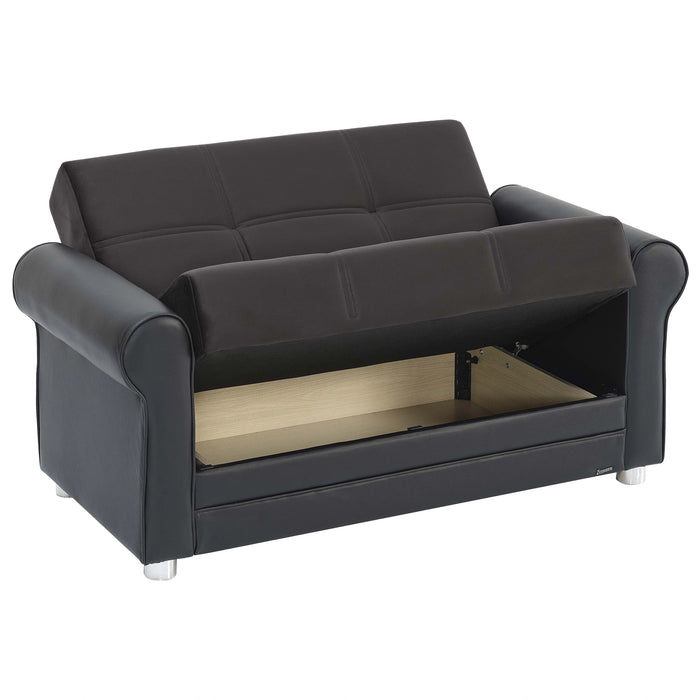 Ottomanson Avalon Collection Upholstered Convertible Loveseat with Storage