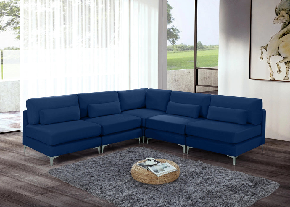 Julia Navy Velvet Modular Sectional (5 Boxes)