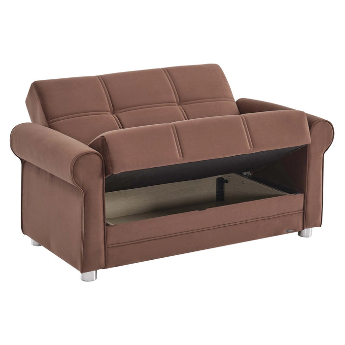 Ottomanson Sara Collection Upholstered Convertible Loveseat with Storage
