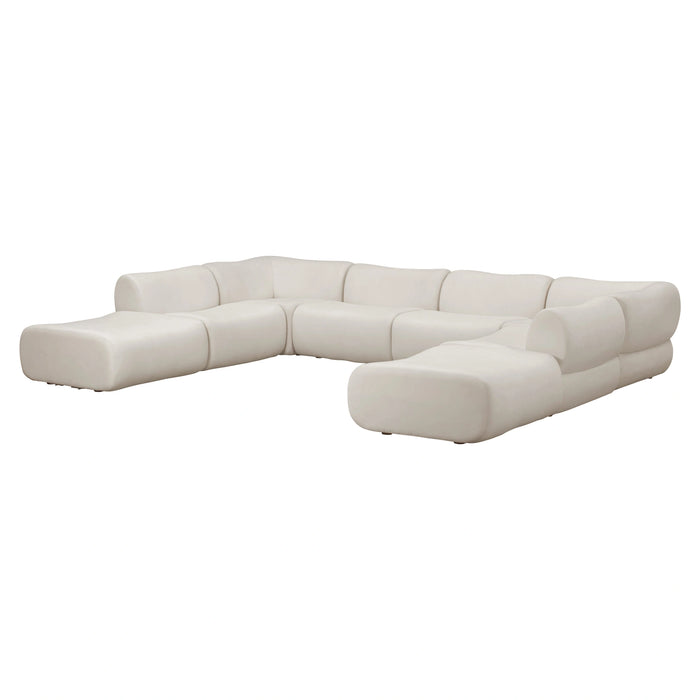 Zenith 8-Piece Contract-Grade Upcycled Fabric Cream Modular U-Sectional