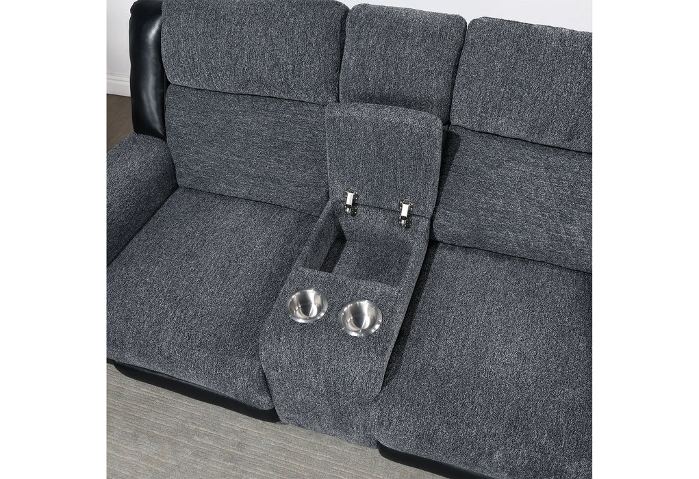 U5914/U5915 Grey/Black Rec Sofa/CRLS W/Immersive Sound & Blue LED/Rec