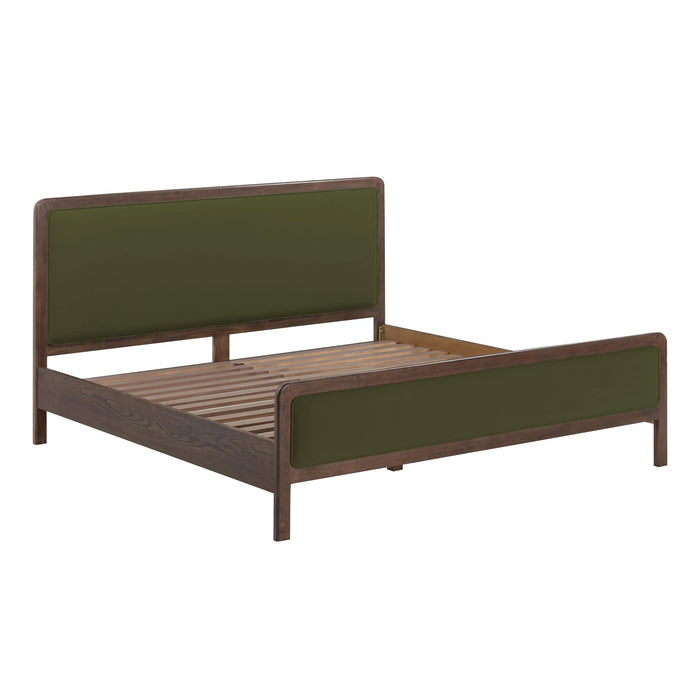 Hella Contract-Grade Velvet and Ash Wood Bed