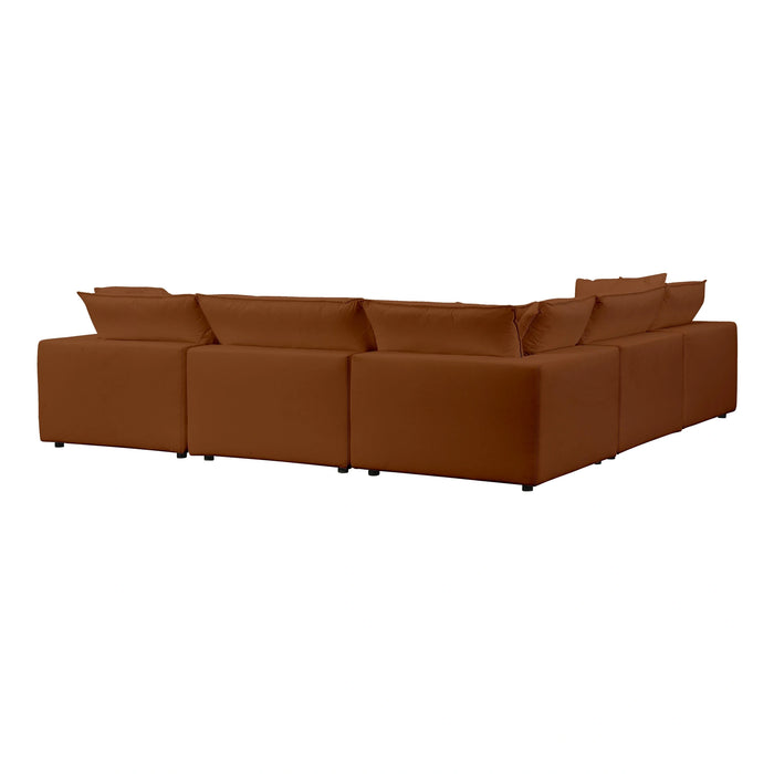 Cali 5-Piece Brown Leather Modular L-Sectional
