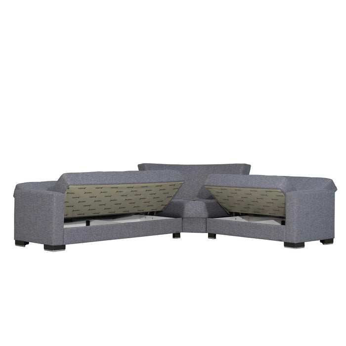 Ottomanson Armada Collection Upholstered Convertible Sectional with Storage