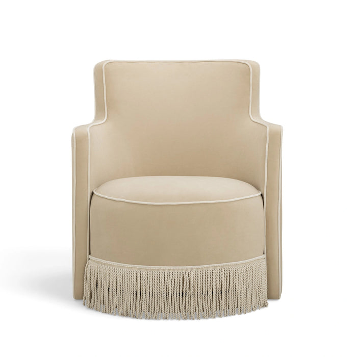 Passe Tasseled Velvet Swivel Accent Chair