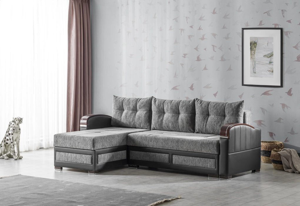 Ottomanson Maya Collection Upholstered Convertible Sectional with Storage