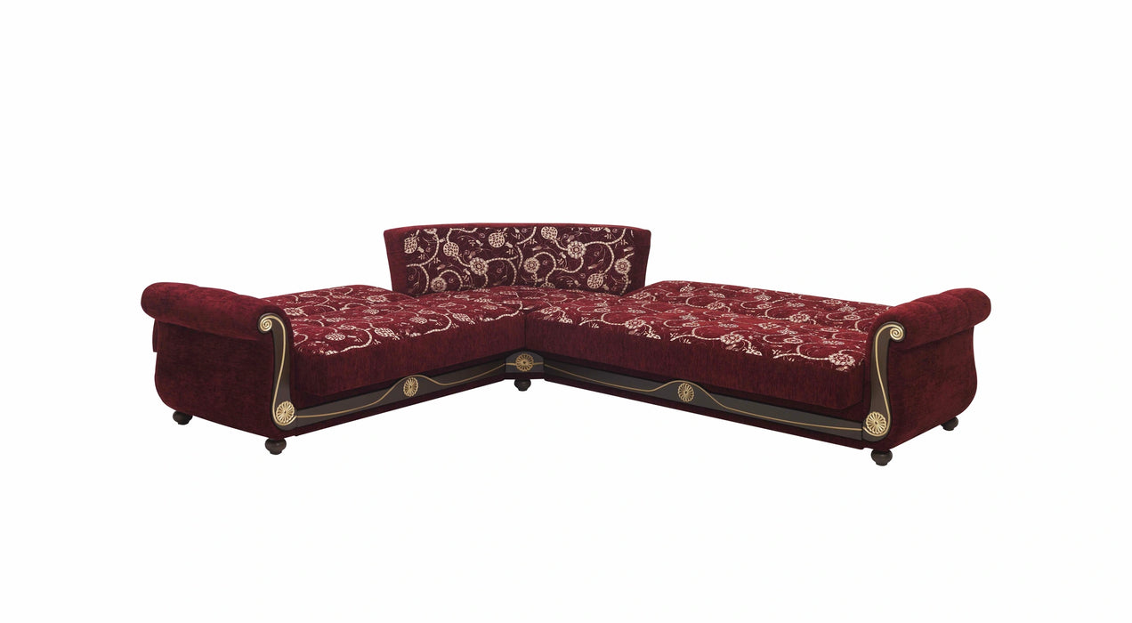 Ottomanson Americana Collection Upholstered Convertible Sectional with Storage