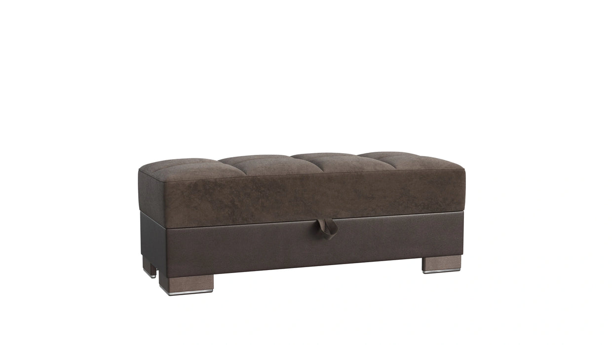 Ottomanson Armada X Collection Upholstered Convertible Wood Trimmed Ottoman with Storage