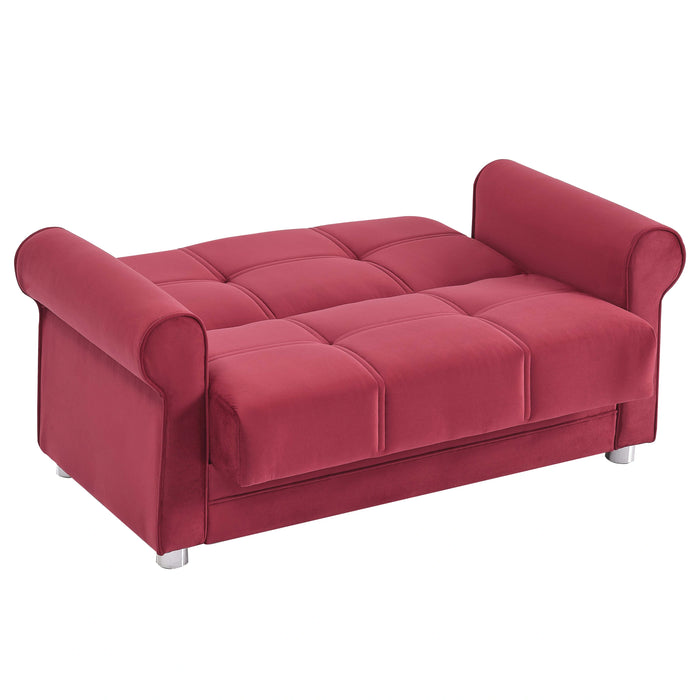 Ottomanson Sara Collection Upholstered Convertible Loveseat with Storage