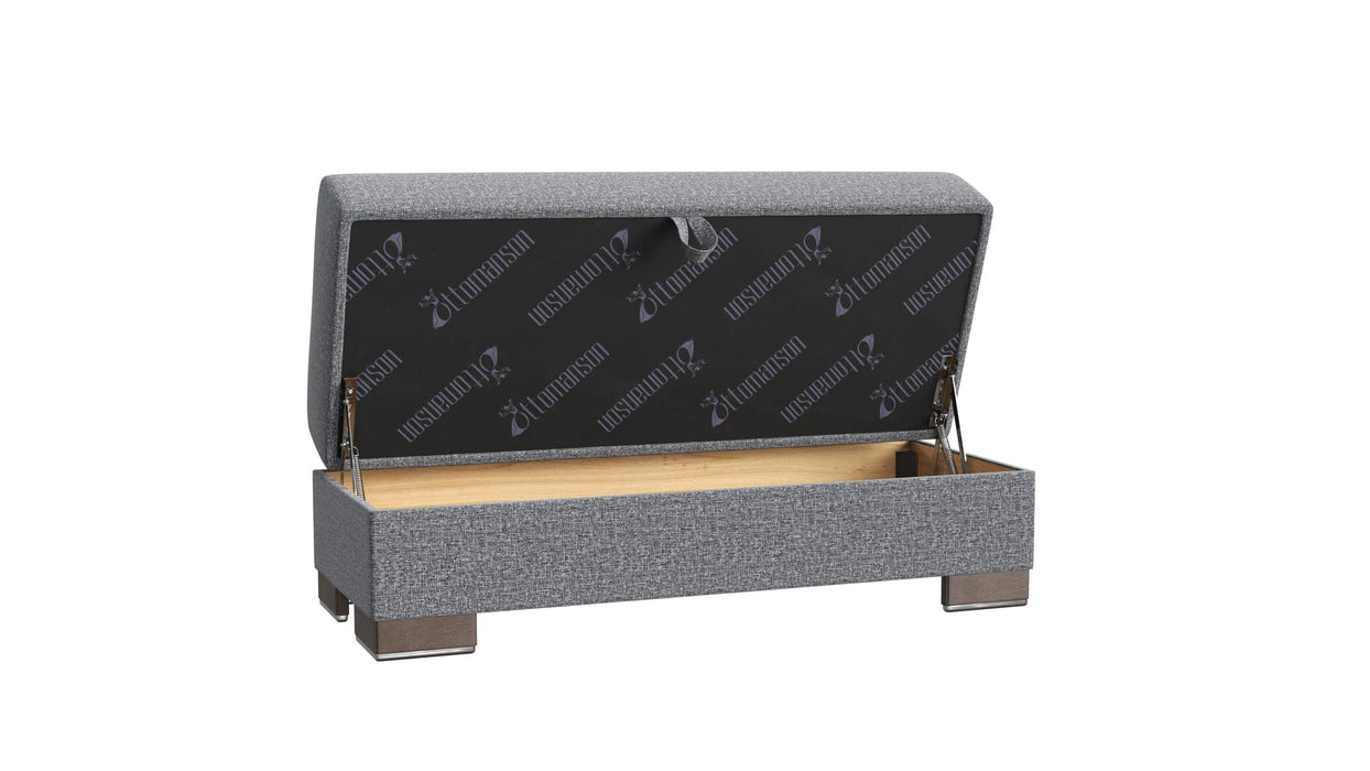 Ottomanson Armada X Collection Upholstered Convertible Wood Trimmed Ottoman with Storage