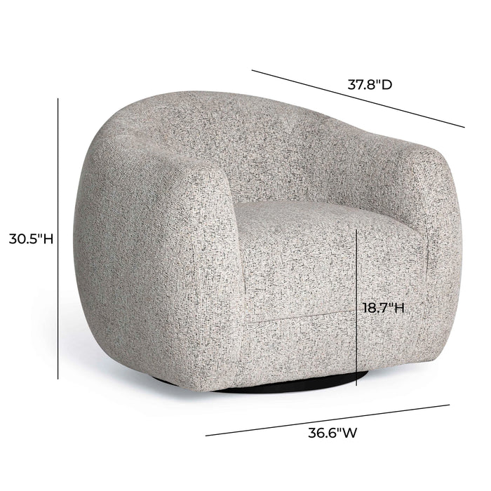 Judy Black and White Woven Performance Fabric Swivel Chair