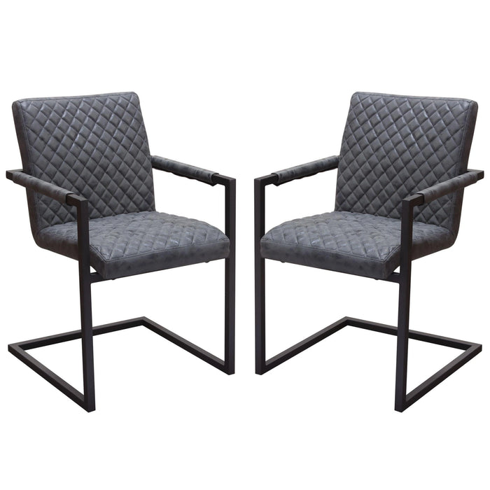 Nolan 2-Pack Dining Chairs in Charcoal Diamond Tufted Leatherette on Charcoal Powder Coat Frame by Diamond Sofa
