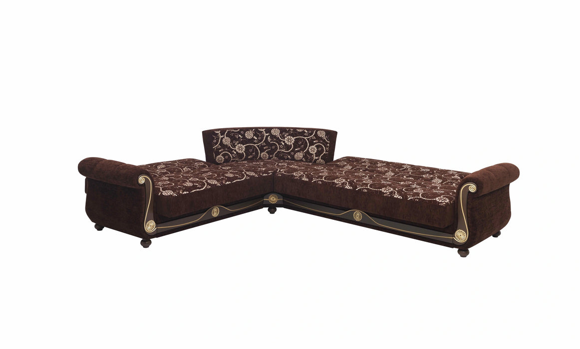 Ottomanson Americana Collection Upholstered Convertible Sectional with Storage