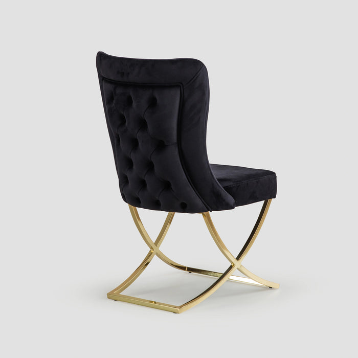 Ottomanson Royal Collection Upholstered Gold Legged Dining Chair, Set of 2