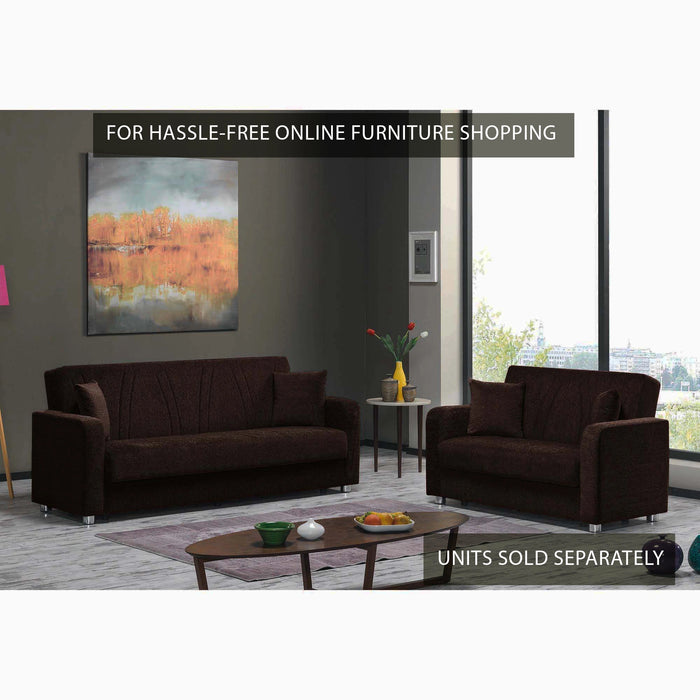 Ottomanson Elegance Collection Upholstered Convertible Loveseat with Storage