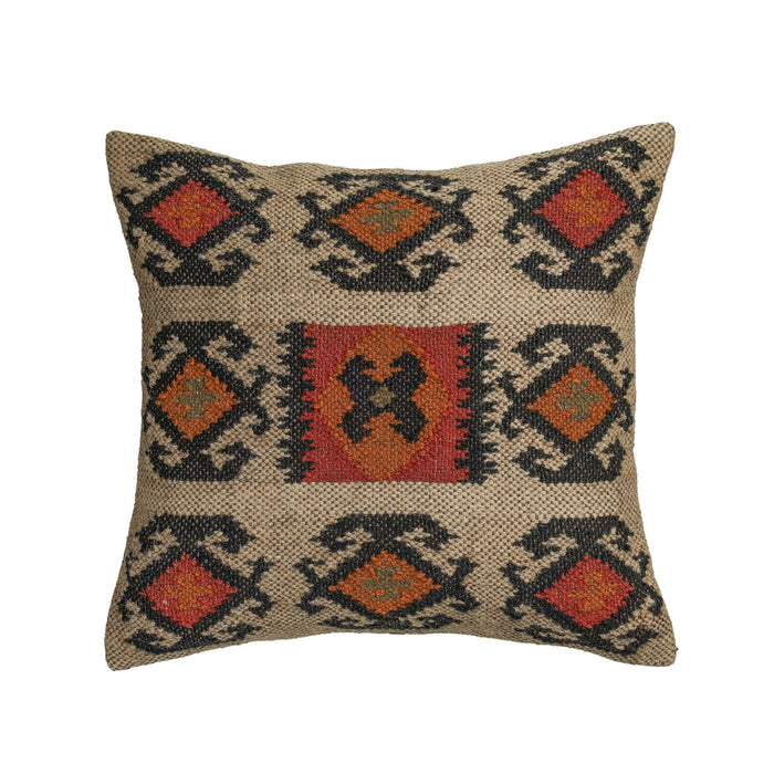 Terra 20" Square Wool and Jute Kilim Throw Pillow