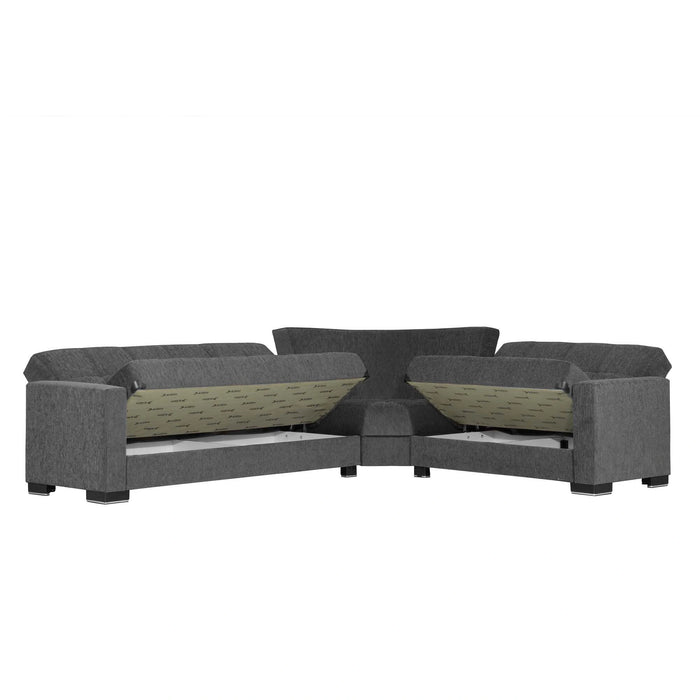 Ottomanson Armada Collection Upholstered Convertible Sectional with Storage