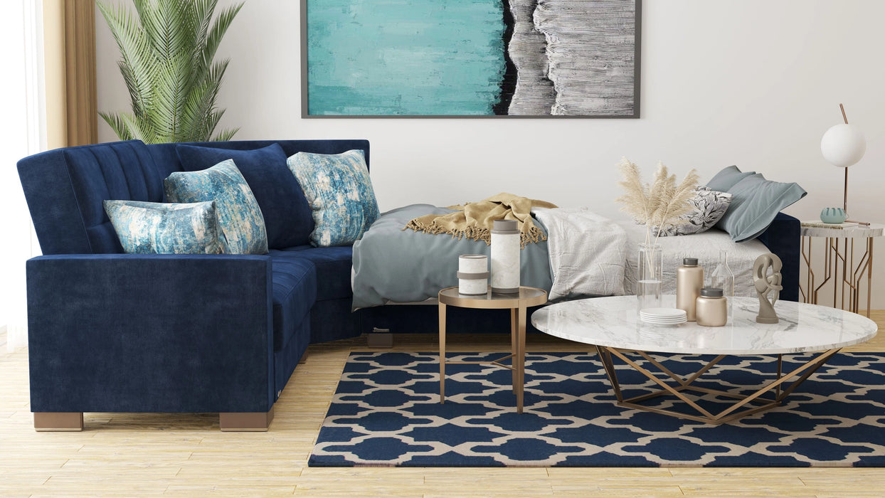 Ottomanson Armada Collection Upholstered Convertible Sectional with Storage